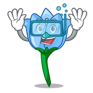 Dalgıç çiçek karakter karikatür