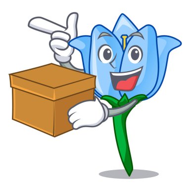 Kutusu çan çiçeği karakter karikatür ile