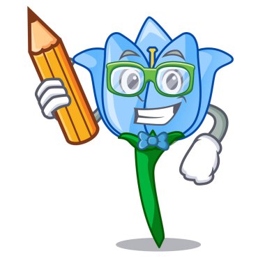 Öğrenci çan çiçeği karakter karikatür