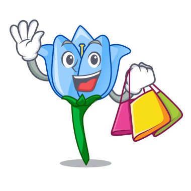 Çan çiçeği karakter karikatür alışveriş