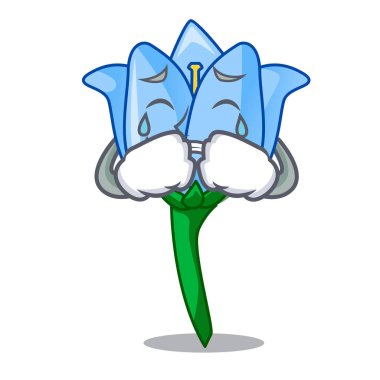 Çan çiçeği maskot karikatür ağlıyor