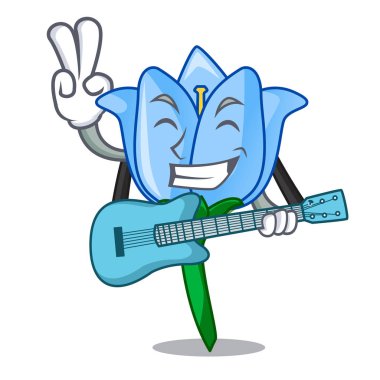 Gitar çan çiçeği maskot karikatür ile