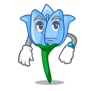 Bekleyen çan çiçeği maskot çizgi film