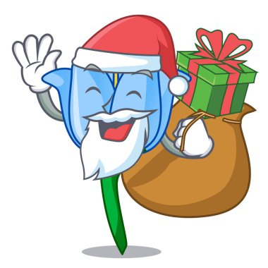 Noel Baba hediye çan çiçeği maskot karikatür ile