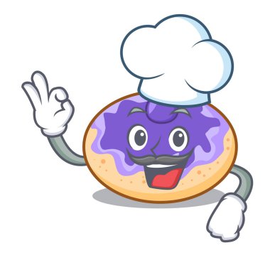 Şef çörek yabanmersinli karakter karikatür vektör çizim