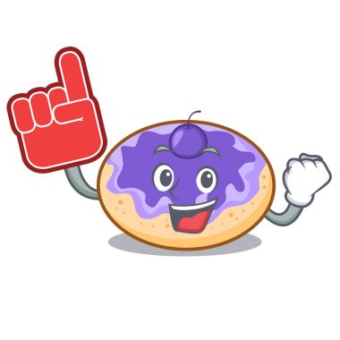 Köpük parmak çörek yabanmersinli maskot karikatür vektör çizim