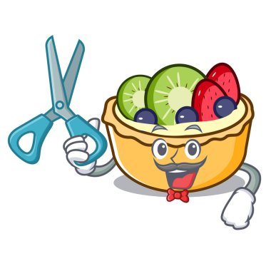 Meyve tart karakter karikatür vektör çizim berber