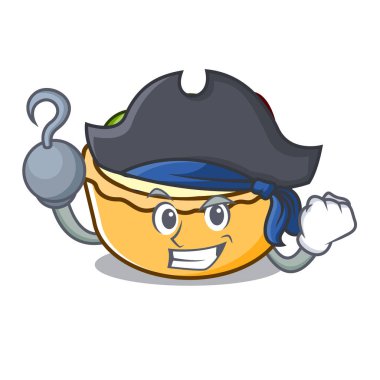 Karakter karikatür vektör çizim korsan meyve tart