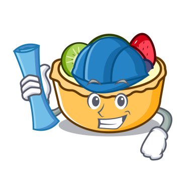 Karakter karikatür vektör çizim mimar meyve tart