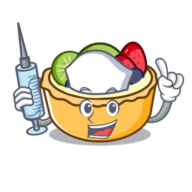 Karakter karikatür vektör çizim hemşire meyve tart