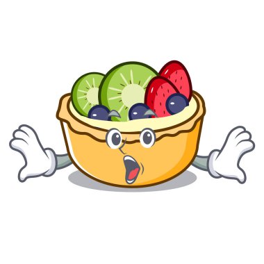 Maskot karikatür vektör çizim sürpriz meyve tart