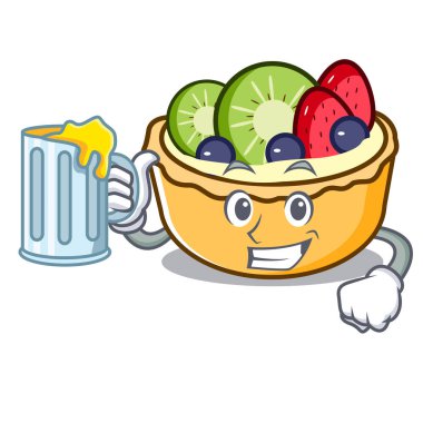 Suyu meyve tart maskot karikatür vektör çizim ile