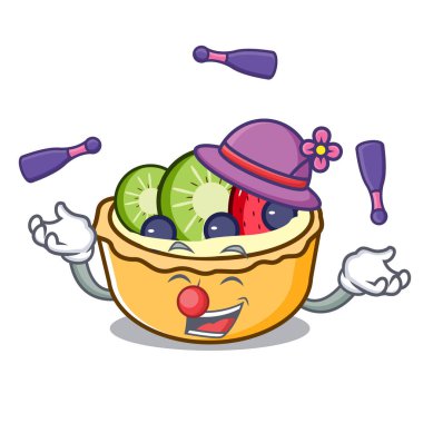 Maskot karikatür vektör çizim hokkabazlık meyve tart