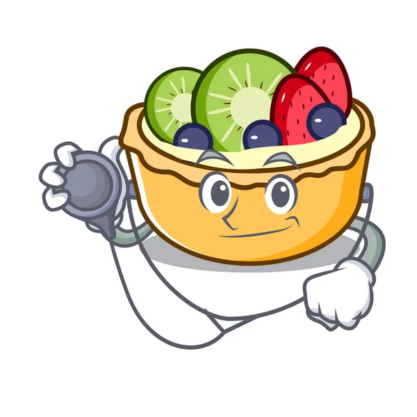 Doctor Fruit Tart Character Cartoon Vector Illustration — Stock Vector