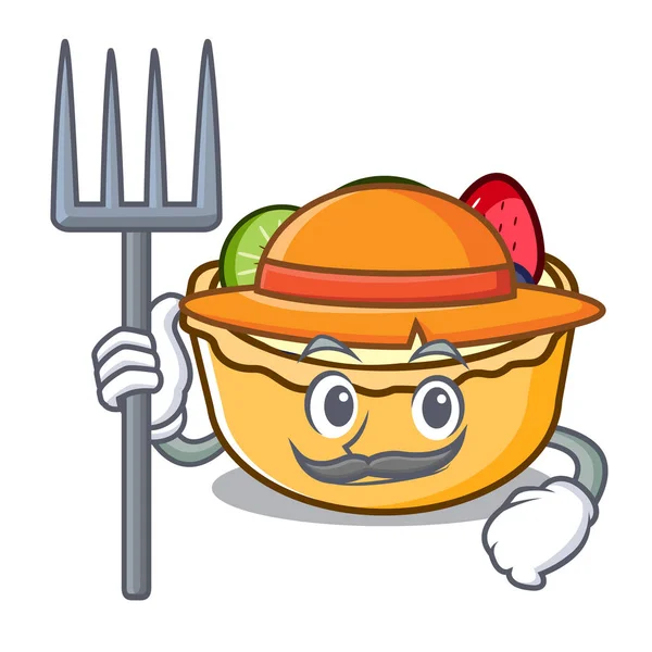 Farmer Fruta Tart Personagem Cartoon Vetor Ilustração — Vetor de Stock