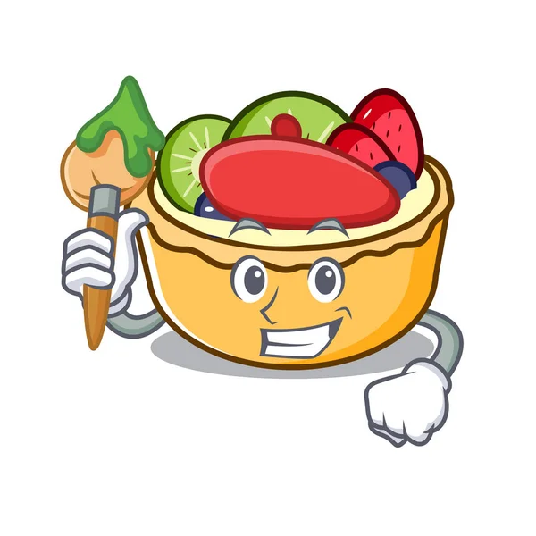 Artist Fruit Tart Character Cartoon Vector Illustration — Stock Vector