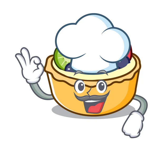 Chef Fruit Tart Character Cartoon Vector Illustration — Stock Vector