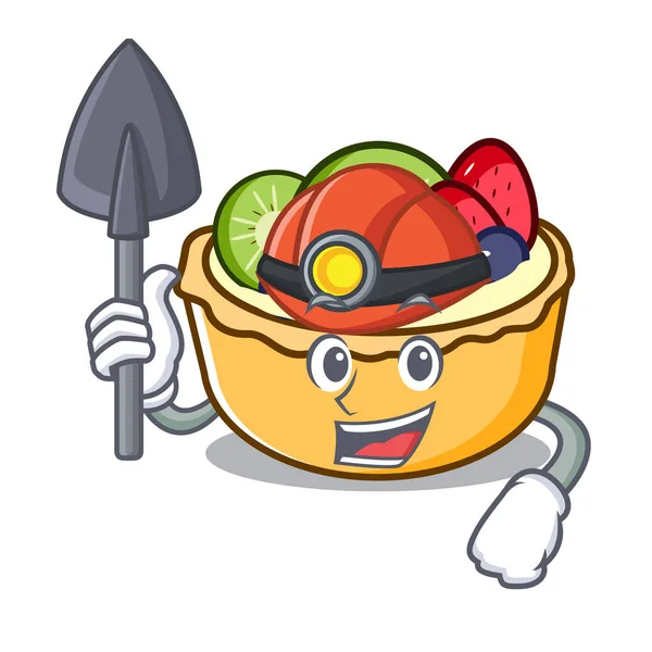 Miner Fruit Tart Mascot Cartoon Vector Illustration — Stock Vector