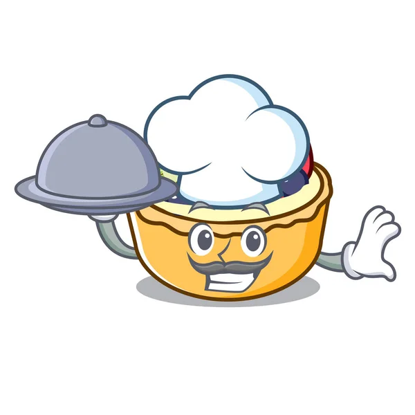 Chef Food Fruit Tart Mascot Cartoon Vector Illustration - Stok Vektor
