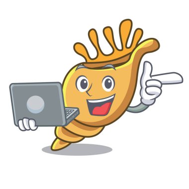 Dizüstü egzotik kabuk karakter karikatür vektör çizim ile