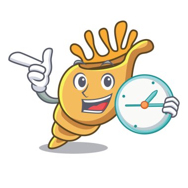 Saat egzotik kabuk karakter karikatür vektör çizim ile