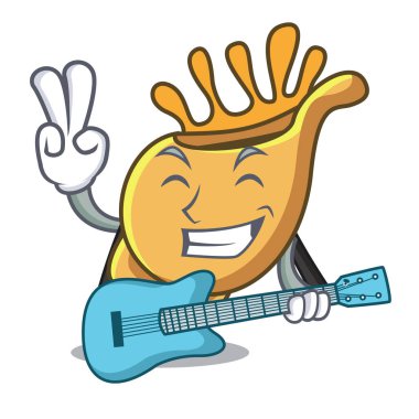 Gitar egzotik kabuk maskot karikatür vektör çizim ile