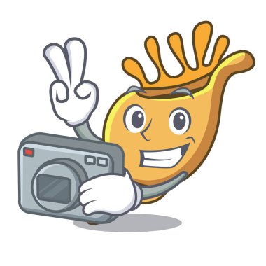 Fotoğrafçı egzotik kabuk maskot karikatür vektör çizim