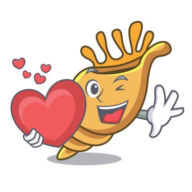 Kalp egzotik kabuk maskot karikatür vektör çizim ile