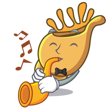 Trompet egzotik kabuk maskot karikatür vektör çizim ile