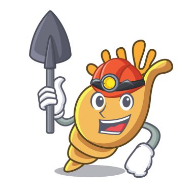 Madenci egzotik kabuk maskot karikatür vektör çizim