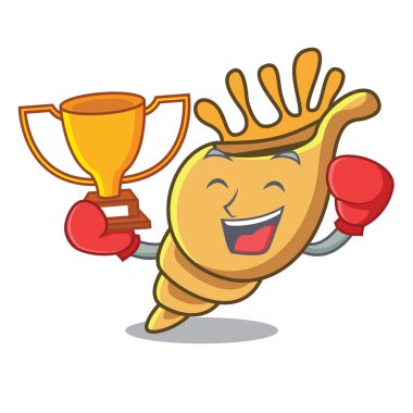 Boks şampiyonu egzotik kabuk maskot karikatür vektör çizim