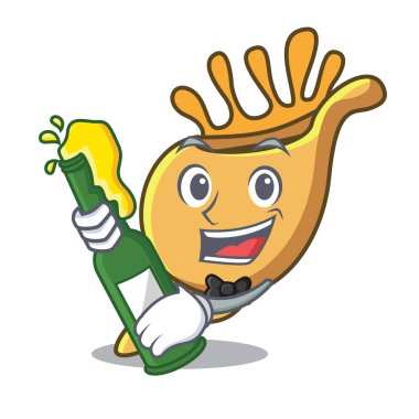 Bira egzotik kabuk maskot karikatür vektör çizim ile