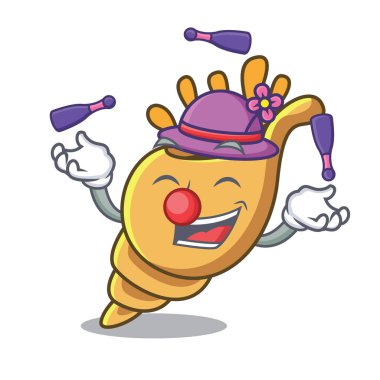 Egzotik kabuk maskot karikatür vektör çizim hokkabazlık