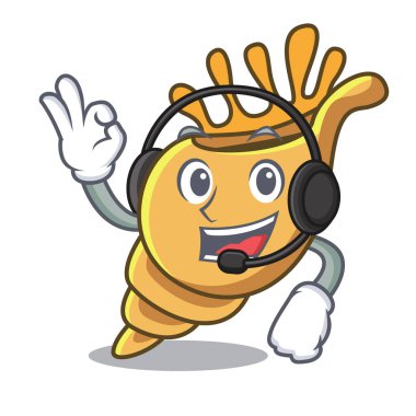 Kulaklık egzotik kabuk maskot karikatür vektör çizim ile