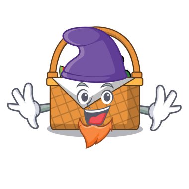Elf piknik sepeti karakter karikatür vektör çizim