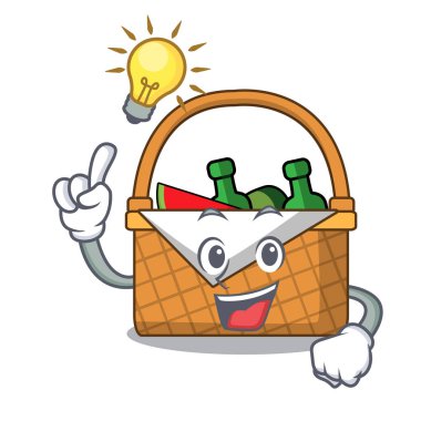 Bir fikir piknik sepeti maskot karikatür vektör çizim var