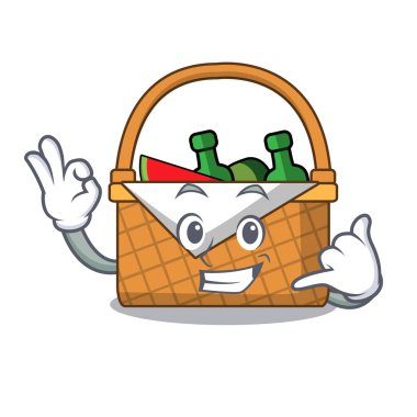 Piknik sepeti maskot karikatür vektör çizim ara beni