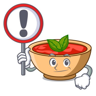 İşareti domates çorbası karakter karikatür ile