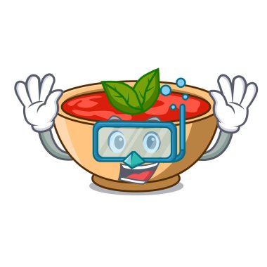 Dalış domates çorbası karakter karikatür