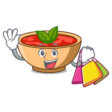 Domates çorbası karakter karikatür alışveriş