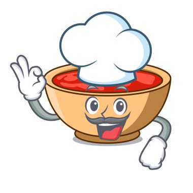 Şef domates çorbası karakter karikatür