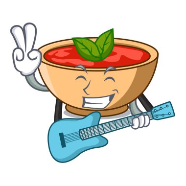 Gitar domates çorbası karakter karikatür vektör çizim ile