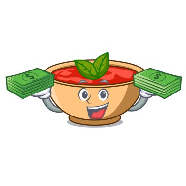 Para çantası domates çorbası karakter karikatür ile
