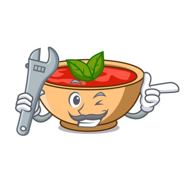 Mekanik domates çorbası karakter karikatür