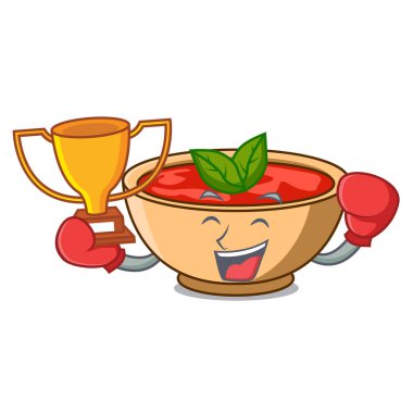 Boks şampiyonu domates çorbası karakter karikatür