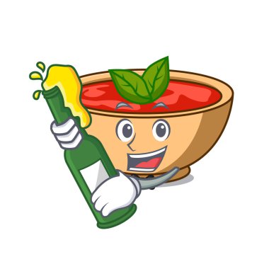 Bira domates çorbası karakter karikatür vektör çizim ile