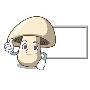 Başparmak yukarıya kurulu champignon mantar karakter karikatür ile