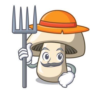 Çiftçi champignon mantar karakter karikatür