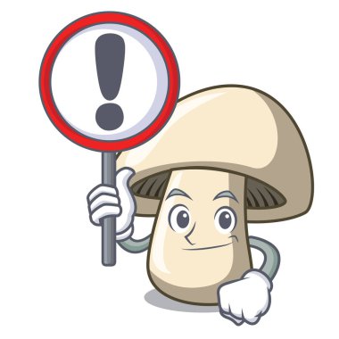 İşareti champignon mantar karakter karikatür ile