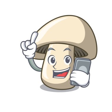 Telefon champignon mantar karakter karikatür ile